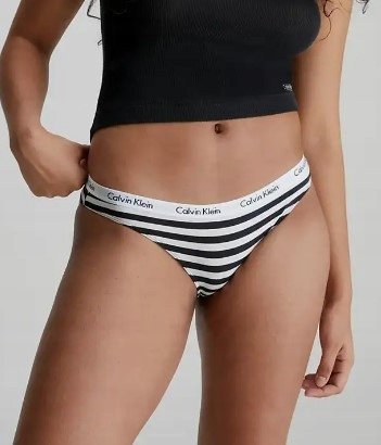 Calvin Klein Damskie Figi W Paski Z Logo Klasyczne Xs Z0A2_B* Tia