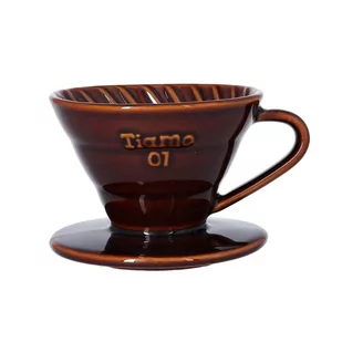 TIAMO Ceramiczny drip Tiamo z uchem V01 Biały 4715660755370 - Zaparzacze i kawiarki - miniaturka - grafika 1