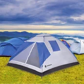 Namioty - SPRINGOS Namiot turystyczny 4-osobowy niebieski z moskitierą i filtrem UV PT008 - miniaturka - grafika 1
