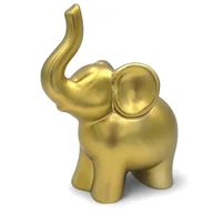 Figurki dekoracyjne - Figurka słoń na szczęście złoty dekoracja ceramiczna słonik 17 cm - miniaturka - grafika 1