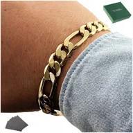 Bransolety męskie - Gruba Męska Bransoletka Figaro 24 Cm 9 Mm Szeroka Solidna Stal Chirurgiczna - miniaturka - grafika 1