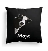 Poduszki dekoracyjne - Foto Poduszka Czarna Krowa Krówka + IMIĘ 2 - miniaturka - grafika 1