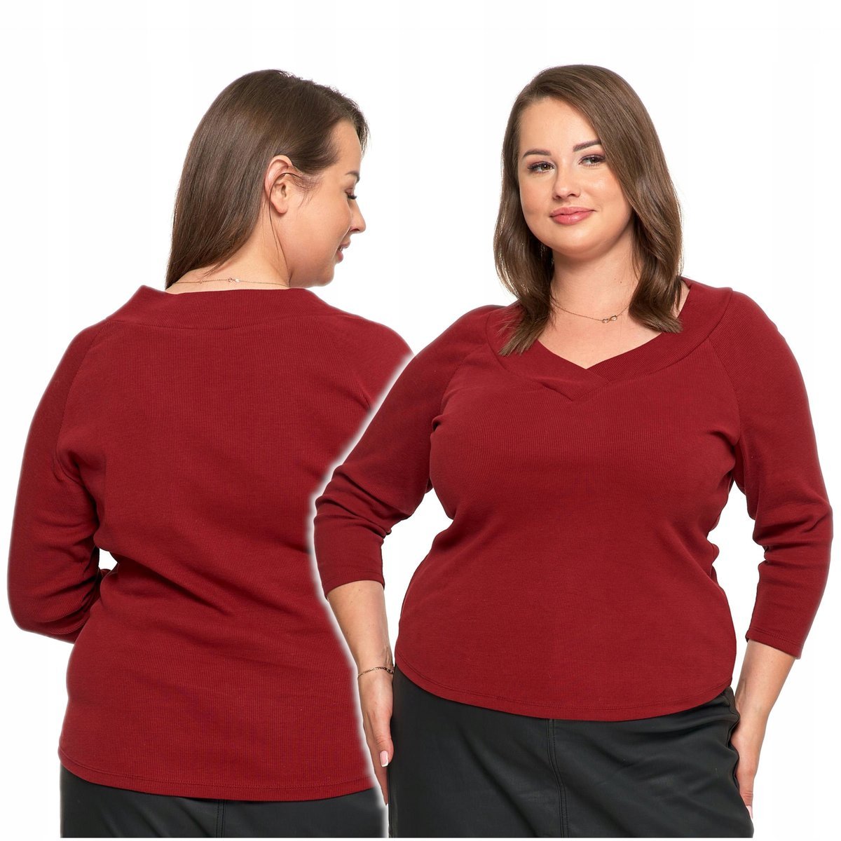 Bluzka Damska Prążkowana Koszulka w Prążek Elegancka Długi Rękaw MORAJ 3XL