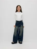 Spodnie i spodenki dla dziewczynek - Reserved - Jeansy super wide leg z aplikacją - granatowy - miniaturka - grafika 1