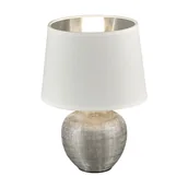 Noże stołowe - Biała lampa stołowa z ceramiki i tkaniny Trio Luxor, wys. 26 cm - miniaturka - grafika 1