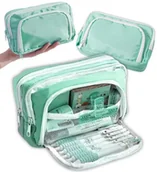 Piórniki - Piórnik Szkolny Saszetka Organizer Na Kredki Dwukomorowy Rozkładany Zielony - miniaturka - grafika 1