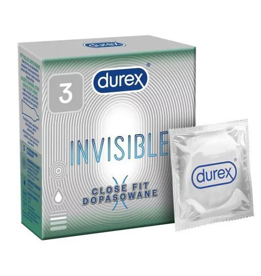 Durex RECKITT BENCKISER Prezerwatywy Invisible Close Fit dopasowane x 3 szt | DARMOWA DOSTAWA OD 199 PLN!