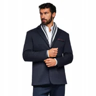 Marynarki męskie - Dzianinowa marynarka męska o dopasowany kroju granatowa V3 OM-BLZB-0100 M - miniaturka - grafika 1