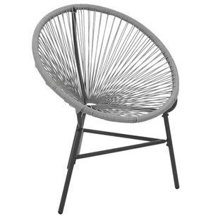 vidaXL Owalne krzesło ogrodowe z polirattanu, 69 x 66 x 87 cm, szare - Fotele i krzesła ogrodowe - miniaturka - grafika 1