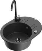 Zlewozmywaki z baterią - Mexen Kevin zlewozmywak granitowy 1-komorowy z ociekaczem i baterią kuchenną Telma, czarny nakrapiany - 6517-76-670200-70-B - miniaturka - grafika 1