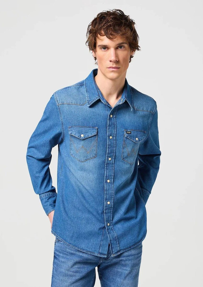 camicie uomo wrangler 112341913 27mw icon mid stone medium