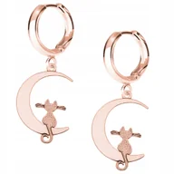 Kolczyki - Kolczyki Kot Kotek Księżyc różowe złoto 925 - miniaturka - grafika 1