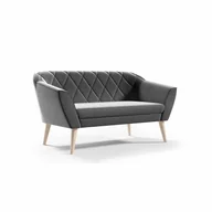 Sofy i kanapy - BETTSO Modna tapicerowana sofa 2-osobowa w stylu skandynawskim na drewnianych nogach z eleganckimi przeszyciami VIVA 2 Szara - miniaturka - grafika 1