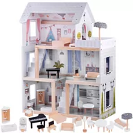 Domki dla lalek - Duży drewniany domek dla lalek w stylu Boho oświetlenie led ZA4131 - miniaturka - grafika 1