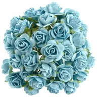 Zabawki kreatywne - KWIATY papierowe RÓŻYCZKI otwarte jasno turkusowe 20mm 50szt - miniaturka - grafika 1