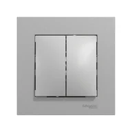Wyłączniki światła i elektryczne - Schneider Electric Włącznik podwójny schodowy Miluz Ed aluminium - miniaturka - grafika 1
