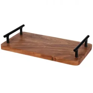 Excellent Houseware Taca drewniana z rączkami 30x15 cm - Tace i patery - miniaturka - grafika 1