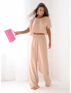 Komplety damskie - Komplet bluzka z szerokimi spodniami RAVEN - beżowy - miniaturka - grafika 1