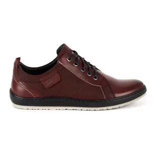 Buty męskie casual skórzane 61KAM bordowe - KAMPOL - Półbuty męskie - miniaturka - grafika 1