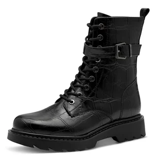 Tamaris Damskie sztyblety Lace Boot Flat 1-25228-45, Czarny, krokodyl, 40 EU - Botki damskie - miniaturka - grafika 1