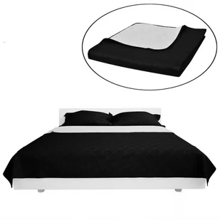 vidaXL Dwustronna pikowana narzuta na łóżko Czarna/Biała 230 x 260 cm - Narzuty - miniaturka - grafika 1