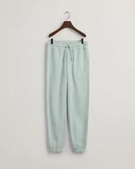 Spodnie damskie - GANT REG Tonal Shield damskie spodnie dresowe, luźne, turkusowe, standardowe, Dusty Turquoise, M - miniaturka - grafika 1