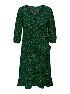 ONLY Carmakoma Damska sukienka CARLUXLEA 3/4 WRAP Calf Dress AOP, czarna/AOP:Jolly Green, 54, czarny/zielony: zielony, 54 - Sukienki - miniaturka - grafika 1