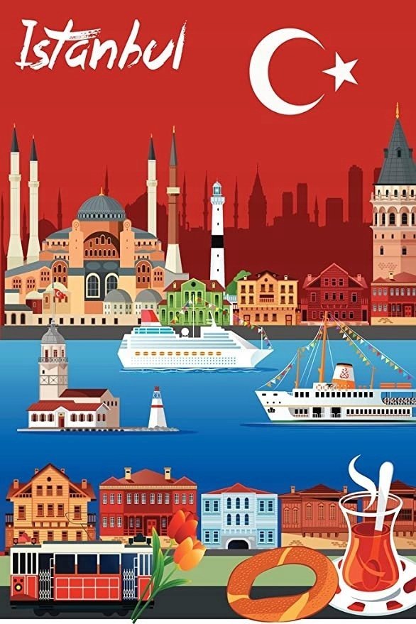 PODKŁADKA POD MYSZ Z Nadrukiem 22x18 cm Istanbul Turcja Tekst Prezent