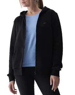 Bluza dresowa rozpinana z kapturem damska 4F 4FWMM00TSWSF1467-20S Czarny - Bluzy damskie - miniaturka - grafika 1