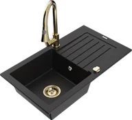 Zlewozmywaki z baterią - Mexen Pablo zlewozmywak granitowy 1-komorowy z ociekaczem i baterią kuchenną Elia, czarny - 6510-77-670101-50 - miniaturka - grafika 1