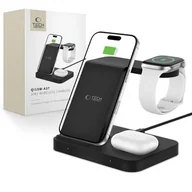 Ładowarki do telefonów - Ładowarka indukcyjna TECH-PROTECT QI15W-A37 3w1 Czarny - miniaturka - grafika 1
