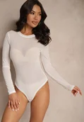 Body - Białe Klasyczne Body Długimi Rękawami i Okrągłym Dekoltem Perissa - miniaturka - grafika 1
