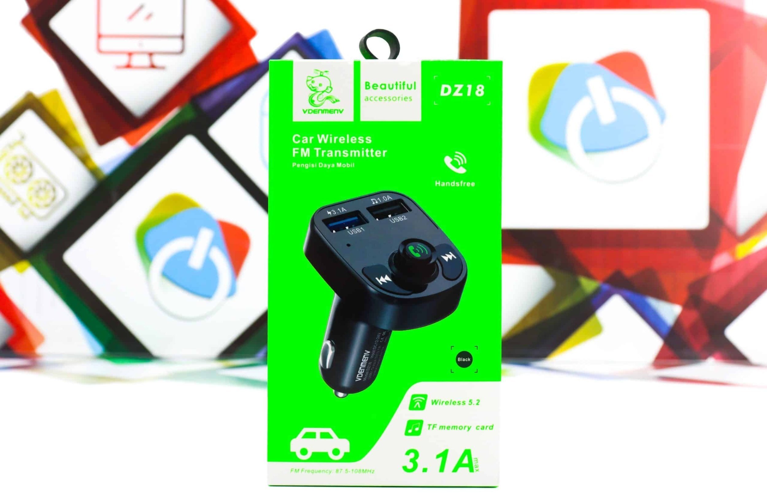 Transmiter FM КиКо DENMEN TRANSMITER FM 12/24 V BLUETOOTH 2 X USB DZ18