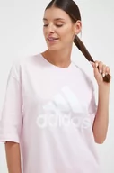 Koszulki sportowe damskie - adidas t-shirt bawełniany kolor różowy - miniaturka - grafika 1