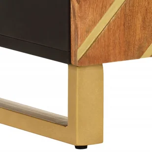 Szafka, brązowo-czarna, 40x33,5x75 cm, lite drewno mango  Lumarko! - Szafki do salonu - miniaturka - grafika 11