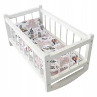 Pościel dla dzieci - Drewniana Kołyska Łóżeczko Dla Lalek Białe Pościel Pucio Pokój Dziecięcy - miniaturka - grafika 1