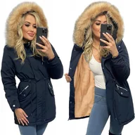 Kurtki damskie - KLASYCZNA ZIMOWA PARKA CIEPŁA KURTKA DAMSKA NA MISIU Z FUTERKIEM 5XL - miniaturka - grafika 1