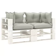 Ławki ogrodowe - vidaXL Ogrodowa sofa 2-osobowa z palet, z poduszkami taupe, drewniana - miniaturka - grafika 1