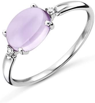 Miore Ring Amethyst Brilliant Diamonds White Gold 9ct 375 Size 56 (17,8)