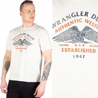 Koszulki męskie - Wrangler AMERICANA TEE Vintage BIAŁY T-SHIRT BAWEŁNIANA KOSZULKA NADRUK XL - miniaturka - grafika 1