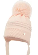Czapki dla dzieci - Dziewczęca czapka na zimę AZZA z pomponem róż - miniaturka - grafika 1