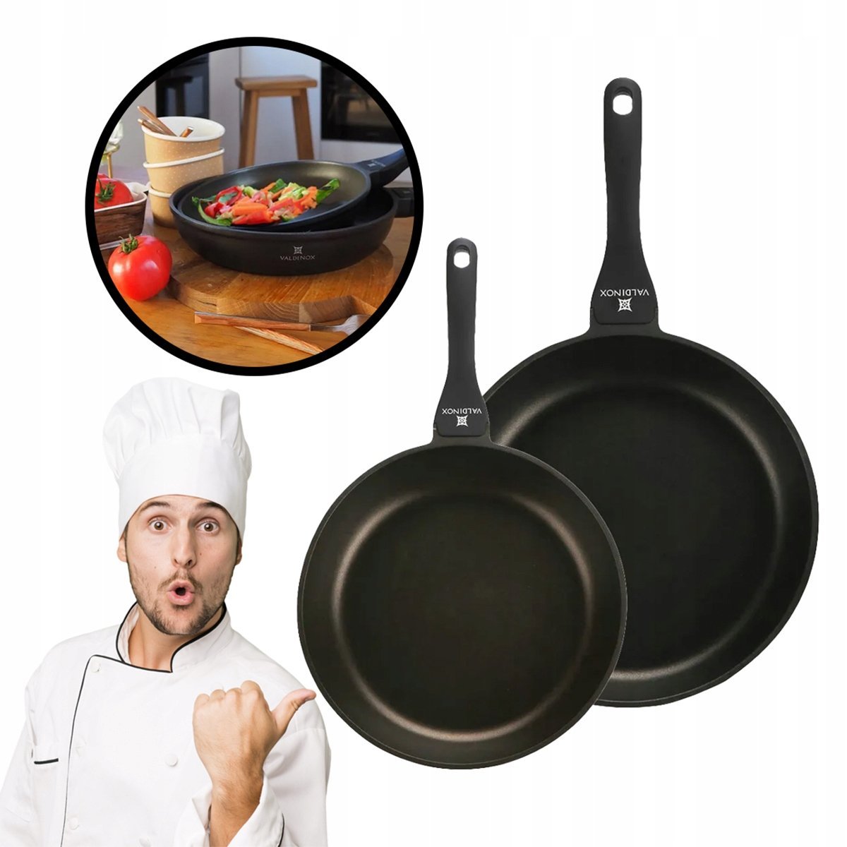 Zestaw patelni wysokiej jakości powłoka non-stick Valdinox Expert 24/28 cm