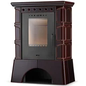 Piece i kotły grzewcze - FLAMA Piec kominek kaflowy wolnostojący koza ATOL 10 kW brown - miniaturka - grafika 1