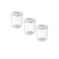 Pojemniki kuchenne - Zestaw 3 pojemników spożywczych transparentnych białych 1000 ml AMOS - miniaturka - grafika 1