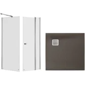 Kabiny prysznicowe - Zestaw Roca Capital kabina prysznicowa 90x90 cm kwadratowa MaxiClean z brodzikiem Terran cafe (AM4609012M, AM4409012M, AP10338438401660) - miniaturka - grafika 1