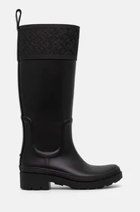 Tommy Hilfiger kalosze RUBBER LONG BOOT MONOGRAM damskie kolor czarny FW0FW08161 - Kalosze damskie - miniaturka - grafika 1