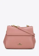 Torebki damskie - Damski torebka na ramię ze skóry naturalnej różowa - miniaturka - grafika 1