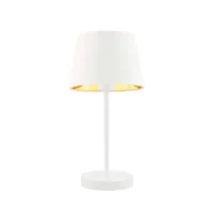 Lampy stojące - Nowoczesna lampka nocna stołowa do salonu SIENA GOLD z białym abażurem ze złotym wnętrzem - miniaturka - grafika 1