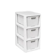 Szafki łazienkowe - Regał z koszykami rattan BQ-1725 3 x 7 l biały antyczny - miniaturka - grafika 1