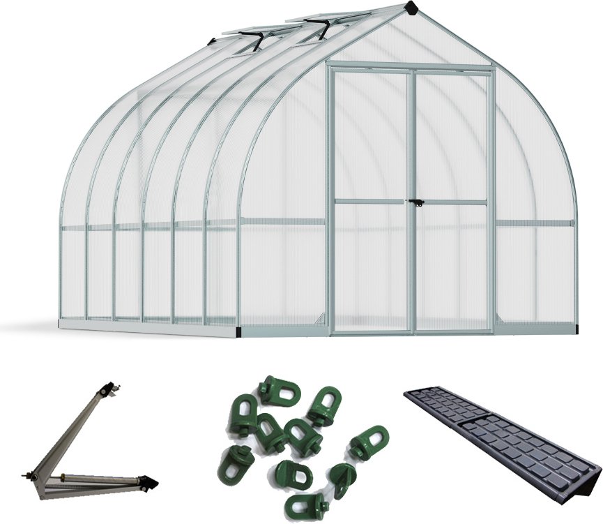 Palram - Szklarnia aluminiowa Canopia Bella 812 zestaw ekonomiczny srebrny 367x244x219 cm